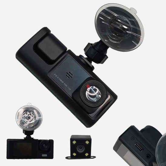 Dashcam Para Carro 3 Camaras BLACKBOX